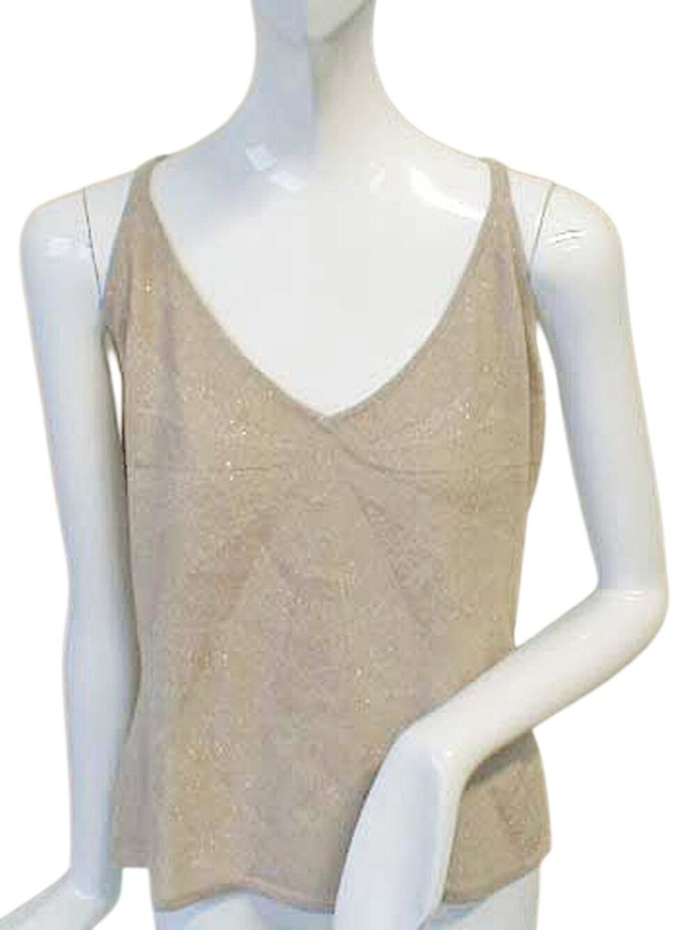 NEW J Crew Sparkly Gold Tan Tank Top! M or L  Lightweight  Tone on Tone Sunburst